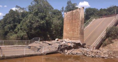 Ruta Costera 2: Se derrumbó el puente Pindaytí, el cual fue inhabilitado al tránsito por precaución