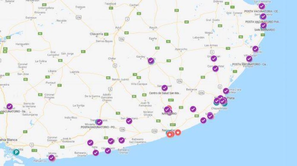 Los turistas de la provincia pueden consultar un mapa con puestos de vacunacin y testeos