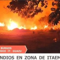 Incendio en Itaembé Guazú: varias dotaciones de Bomberos trabajaron durante cinco horas para apagar las llamas