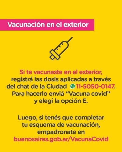 Coronavirus: quienes se hayan vacunado en el exterior ahora pueden registrar en la Ciudad las dosis aplicadas