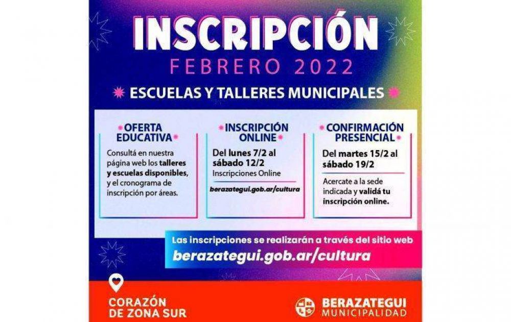 Inscripcin para los talleres municipales de Berazategui