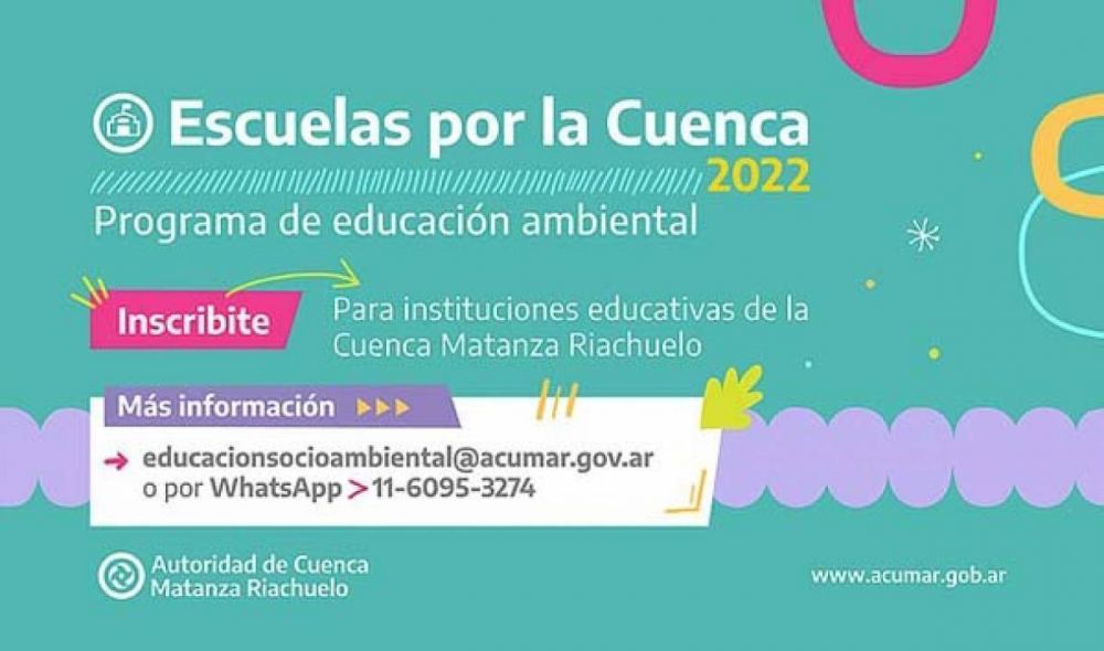 Acumar abri� la inscripci�n al programa Escuelas por la Cuenca Matanza Riachuelo