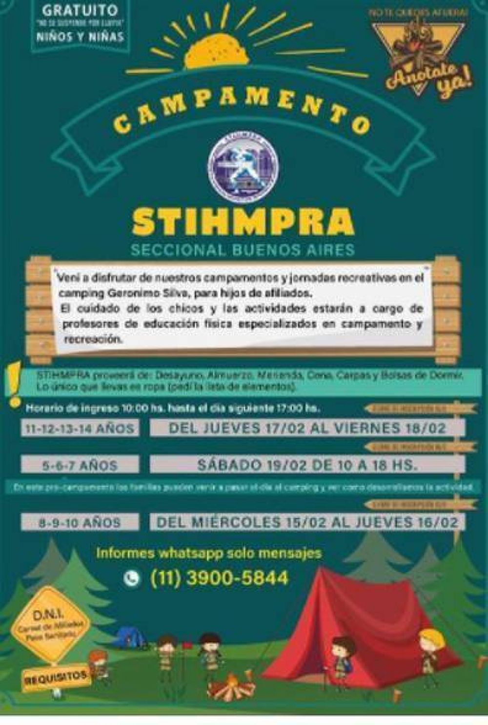 STIHMPRA organiza jornada recreativa y de campamento gratuita para hijos/as de sus afiliados/as