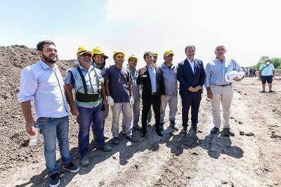 Kicillof, Cascallares y Fabiani recorrieron la obra del Parque Don Orione
