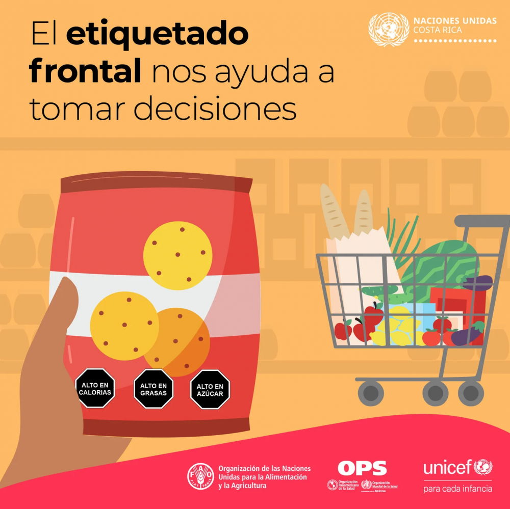 Naciones Unidas promueven etiquetado frontal de productos altos en grasa, sodio y azcar en Costa Rica