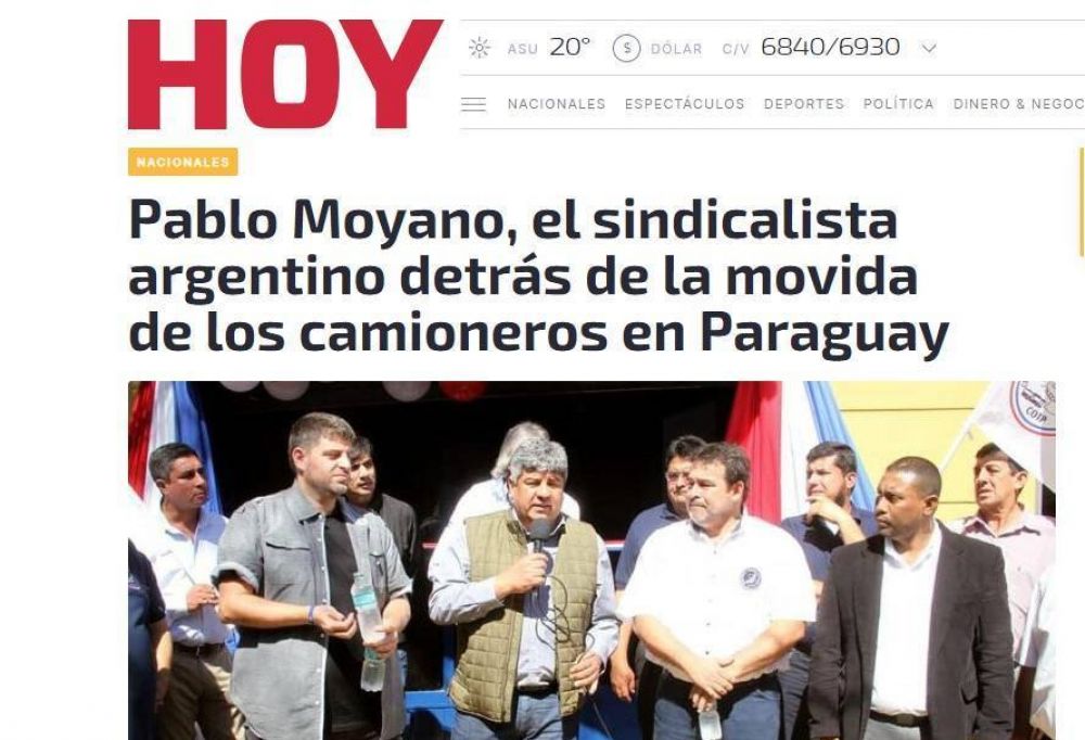 Ahora la discusión sobre los Moyano llegó a Paraguay y los acusan de promover los piquetes en las rutas guaraníes