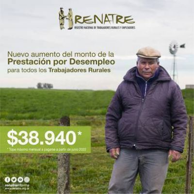 El RENATRE aument ms de un 80% la Prestacin por Desempleo para trabajadores rurales