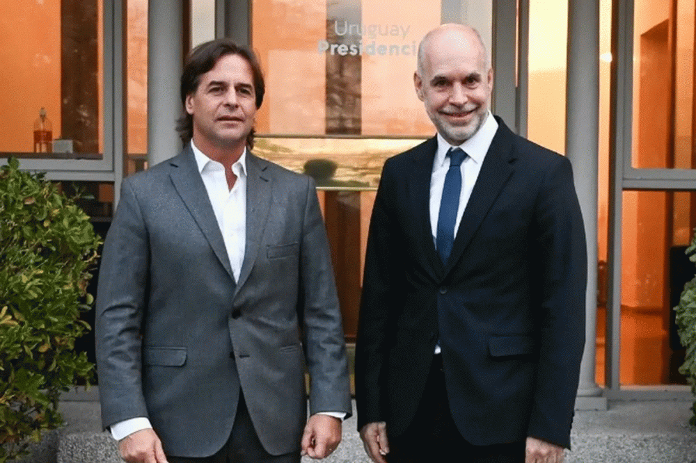 En otro gesto de diferenciación con el Gobierno, Horacio Rodríguez Larreta se reunió con Luis Lacalle Pou en Uruguay