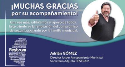 Contundente respaldo para Adrián Gómez en las elecciones del IOSPER