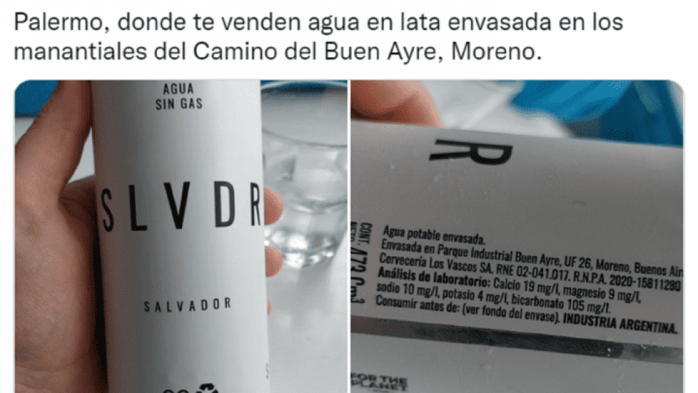 Le vendieron un agua en lata en un bar de Palermo y las reacciones estallaron Twitter: Mineral o de la canilla?