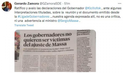 Zamora avaló las declaraciones de Kicillof y dijo que no hubo una “advertencia” a Massa