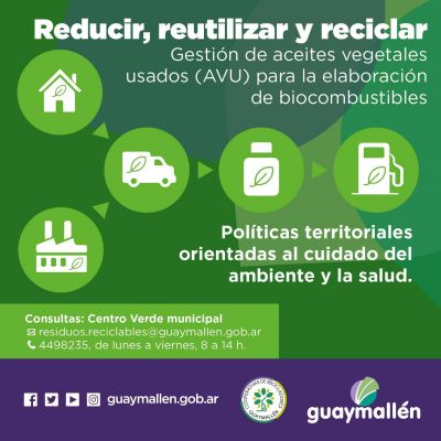 Guaymallén sigue promoviendo el reciclaje del aceite vegetal usado