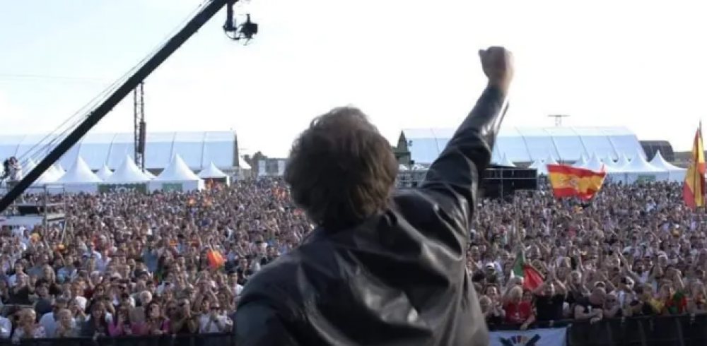 Javier Milei durante un acto de VOX, la ultraderecha de Espa�a: 