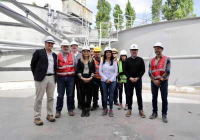 Malena Galmarini, Leonardo Nardini y Noelia Correa recorrieron las obras de la Planta d​epuradora Russo que beneficiará a 25.000 habitantes de Malvinas Argentinas