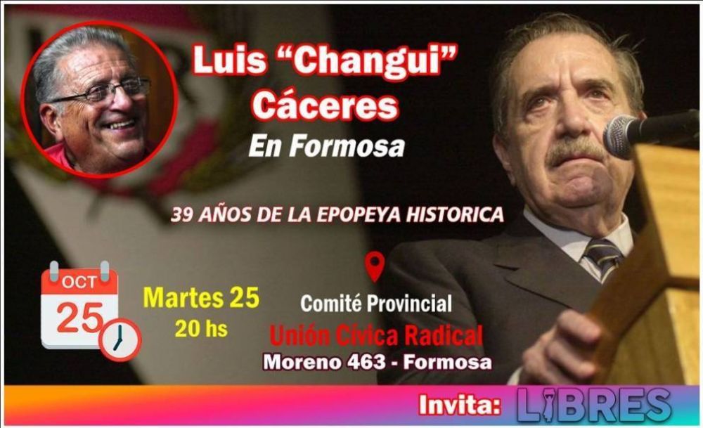 Luis “Changui” Cáceres en Formosa: Llevará adelante un homenaje a Raúl Alfonsín