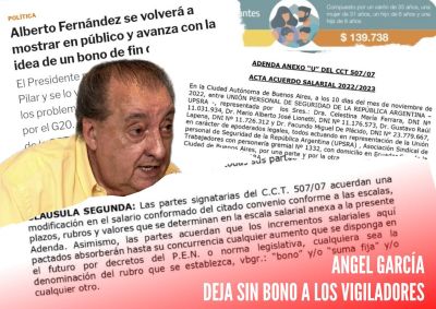 Entrega gremial: Ángel García firmó un acuerdo que deja a los vigiladores sin el bono que planea entregar el gobierno.