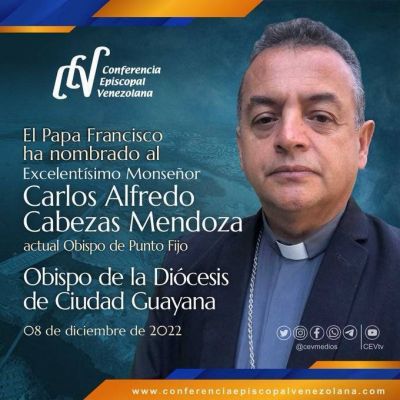 El Papa Francisco nombra nuevo Obispo para Ciudad Guayana, en Venezuela