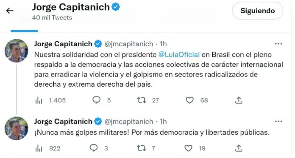 Capitanich se sum a los repudios por el ataque en Brasilia y abog por 