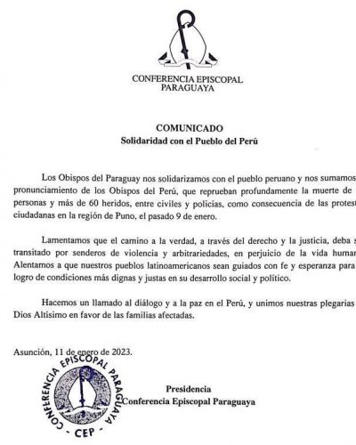 Presidencia de la CEP se solidariza con el pueblo peruano