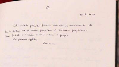 Turqu�a, el Papa a las v�ctimas del terremoto: 