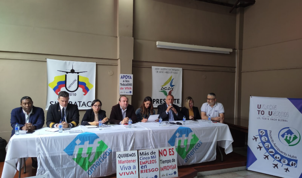 Colombia: la ITF realiz una rueda de prensa en apoyo a los trabajadores por la crisis de Viva Air