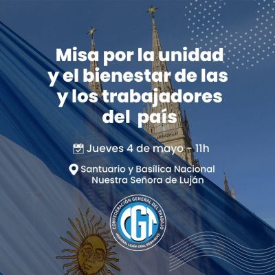 CGT Luján – Rodríguez organiza Misa por la unidad y el bienestar de las y los trabajadores del país
