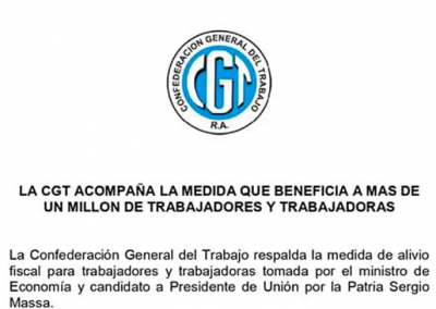 La CGT pone la estructura al servicio del ministro
