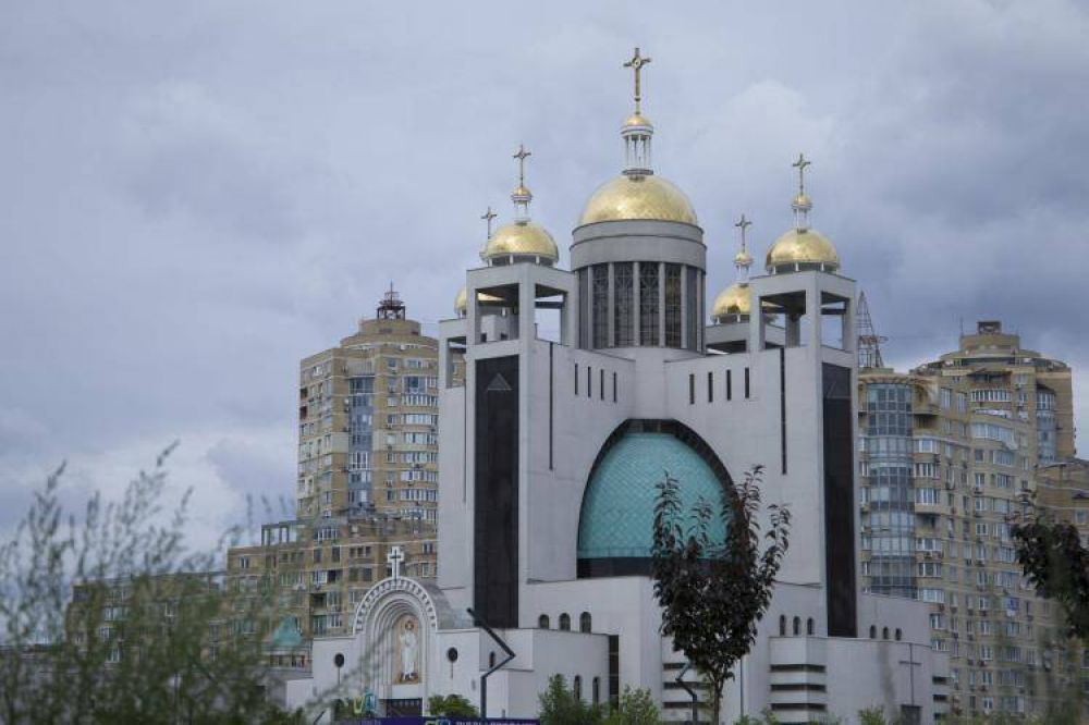 Un dron ruso da la catedral de la Resurreccin de Cristo en Kiev