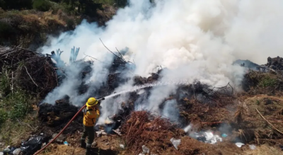 Se reactiv el incendio del vertedero de residuos forestales   