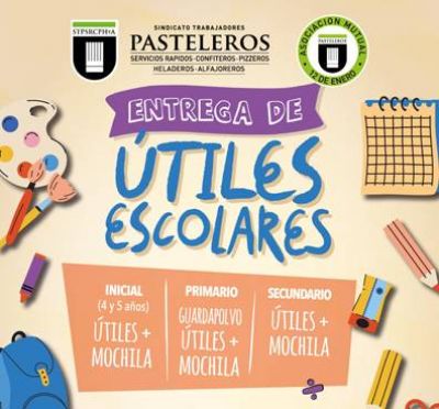 El Sindicato de Pasteleros entrega kits escolares para hijos/as de afiliados/as que concurran al colegio