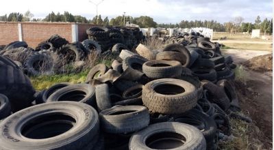 Retiraron neumáticos de la Planta de Tratamiento de Residuos