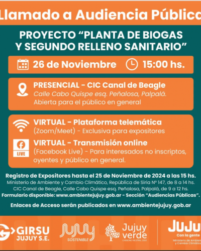 Participacin. Audiencia Pblica por Planta de Biogs y Segundo Relleno Sanitario