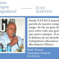 FATAGA lamenta el fallecimiento de dirigente gremial del tabaco Juan Martini