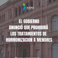 Declaracin de ACIERA: prohibicin de tratamientos hormonales en menores de edad