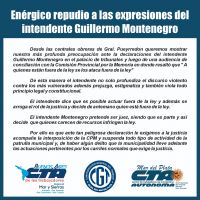 Amplio repudio gremial a las declaraciones de Montenegro: El Intendente viola todo principio legal y constitucional