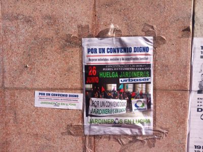 Principio de acuerdo, tras una maratoniana reunin, entre jardineros y Urbaser para desconvocar la huelga en Zaragoza