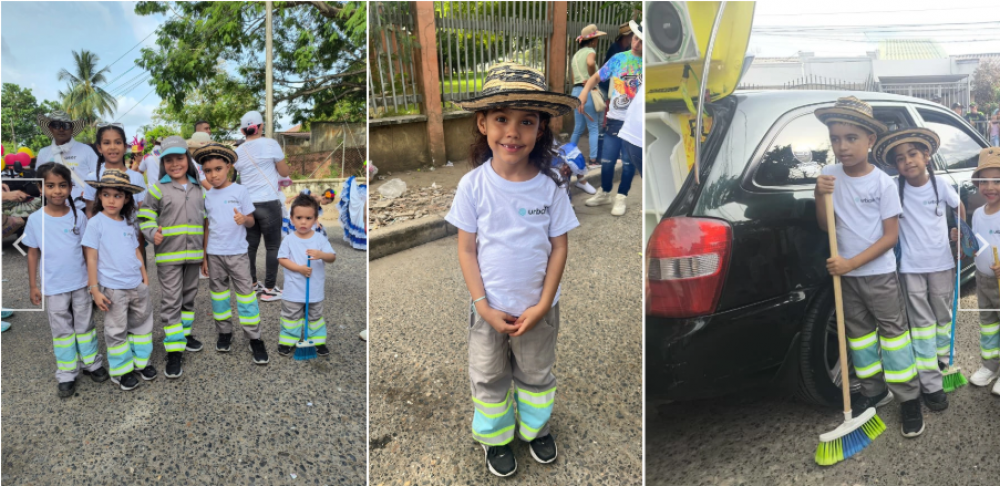 Hijos de operarios de Urbaser lucieron uniformes remanufacturados en desfile de Feria Ganadera