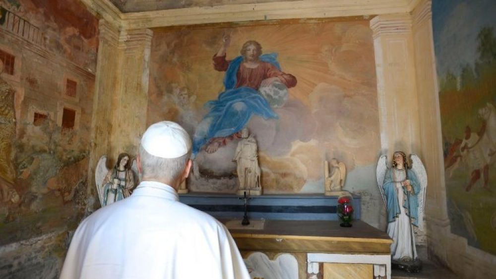 Len XIV visita el Santuario de la Madonna delle Grazie en Mentorella