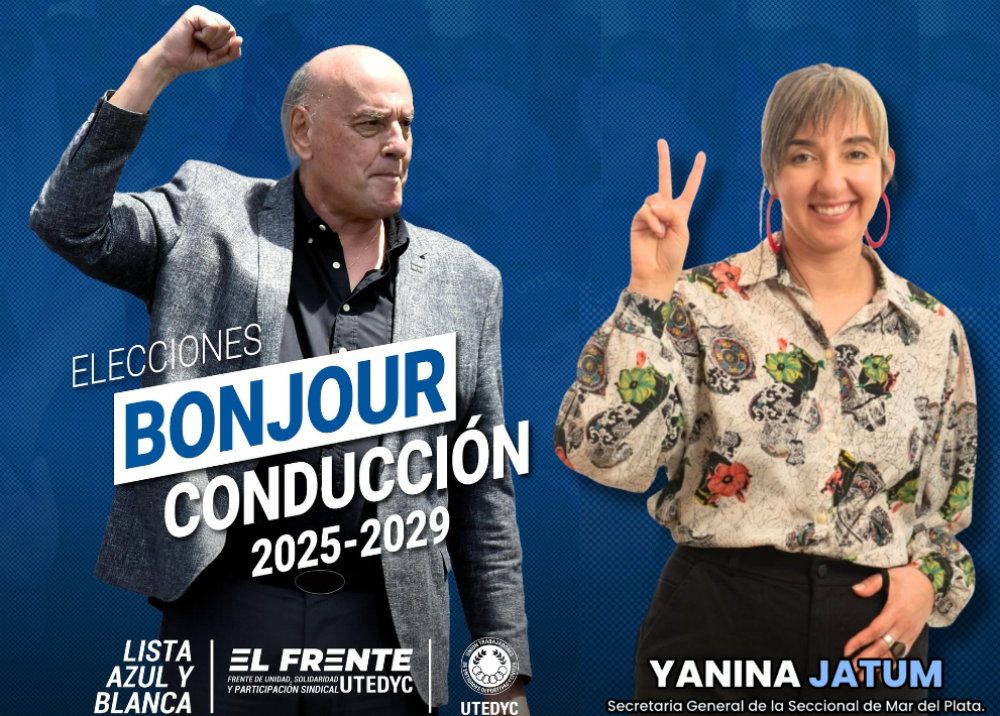 La Lista Azul y Blanca de UTEDyC Mar del Plata anunci la candidatura de Yanina Jatum y el apoyo a Carlos Bonjour para el periodo 2025-2029