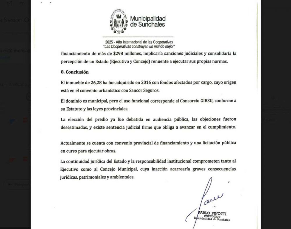 Complejo Girsu: Para Pinotti, la ubicacin es tema debatido y resuelto