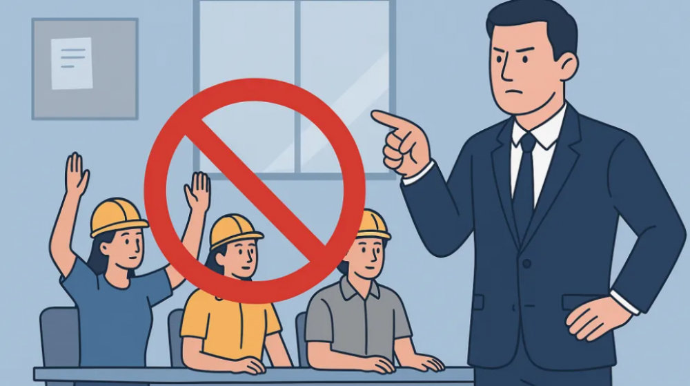 Pedir permiso para realizar asambleas sindicales y prohibicin de delegados en empresas de menos de 50 trabajadores