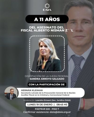 DAIA | A once a�os del asesinato del fiscal Alberto Nisman, disertaci�n de la jueza federal Sandra Arroyo Salgado