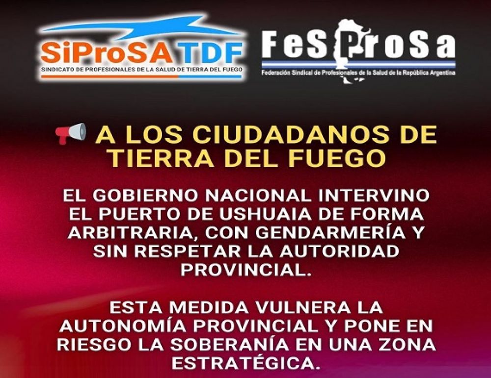�Nuestro territorio no est� en venta. Nuestra soberan�a no se regala�, SiProSa