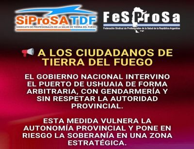 �Nuestro territorio no est� en venta. Nuestra soberan�a no se regala�, SiProSa
