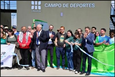 Selci, Katopodis y el rector Perczyk inauguraron el nuevo Campo de Deportes de la UNAHUR