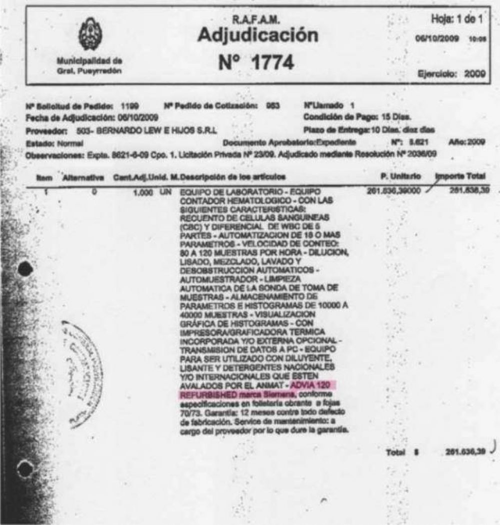Due�a vende Contador Hematol�gico, poco uso