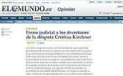 Por el conflicto en el Banco Central, el diario "El Mundo" califica a Cristina como "d�spota"
