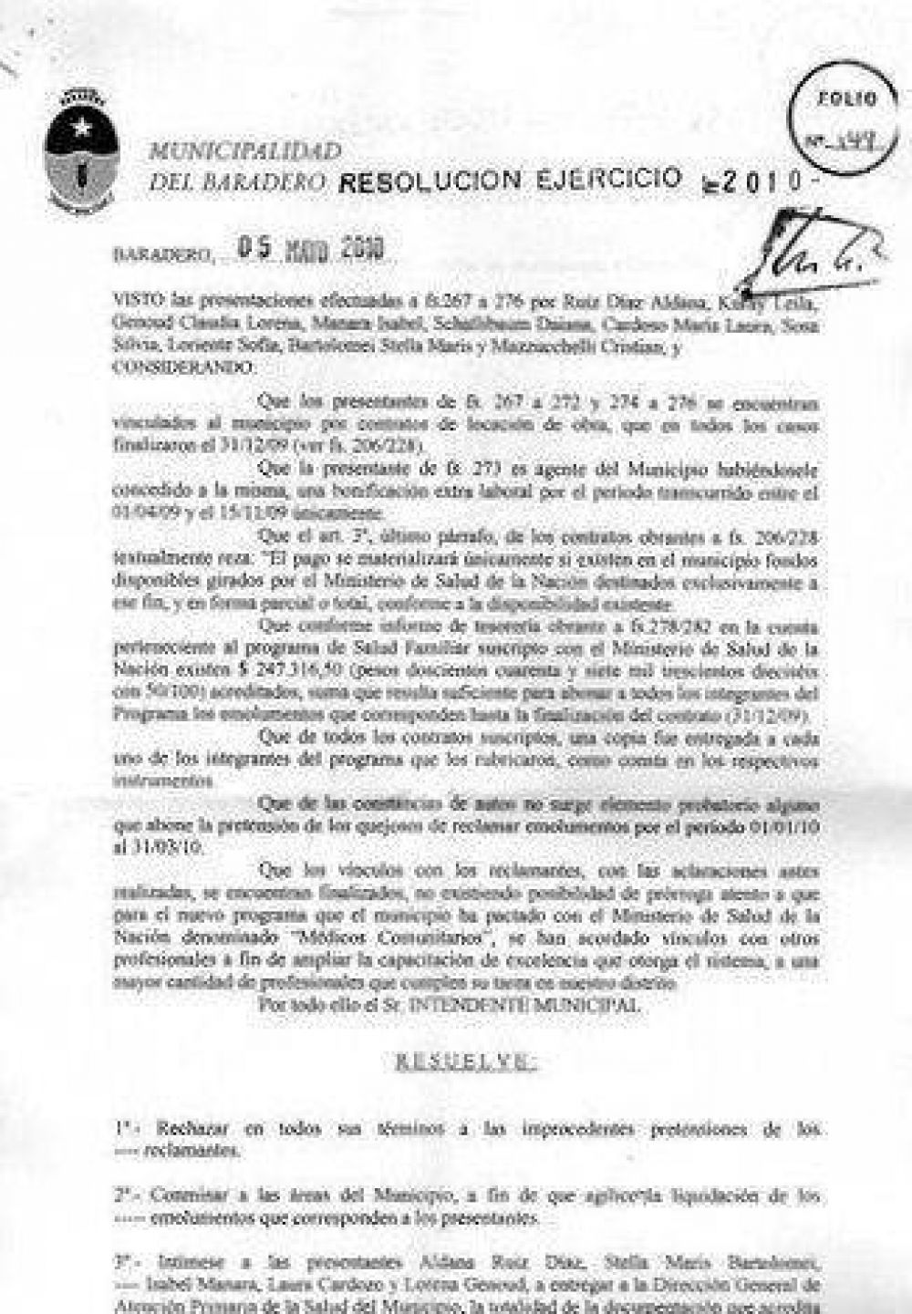 Los agentes sanitarios solo cobrar�n hasta el 31 de diciembre de 2009