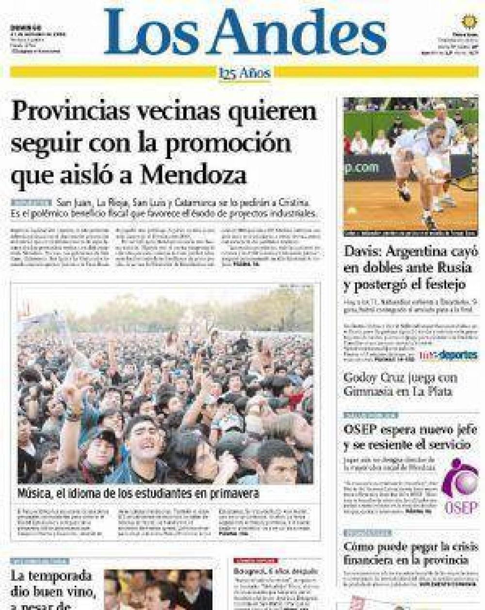 Promoci�n: nuevo golpe a Mendoza