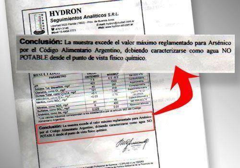 El agua de los countries tiene ars�nico y nitrato